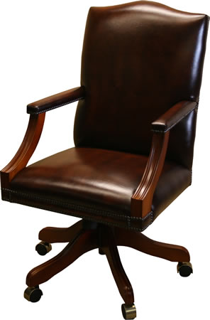 Mini Gainsborough Chair, Traditional Leather Office Chair