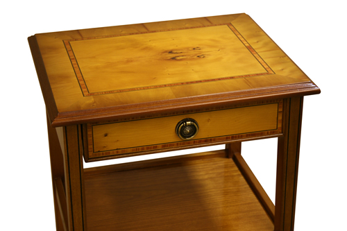reproduction 2 tier table with tulip inlay